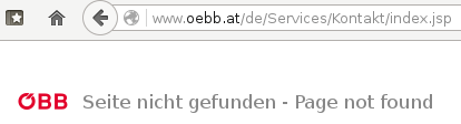 ÖBB Kontakt: Seite nicht gefuden